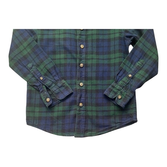 Carter’s casual school play plaid Boy 5/5A shirt button down green navy blue - Picture 5 of 8